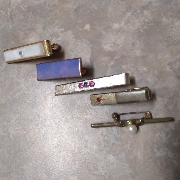 Tie Clasps Vintage Lot of 5 (1 stamped G.F.) - Picture 3 of 7